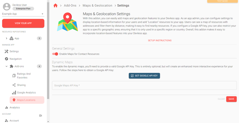 Devless no-code app builder - maps & geolocation add-on